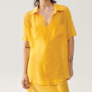 Silk laundry boyfriend chiffon shirt